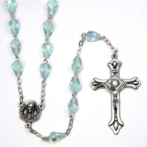 Aqua Teardrop Rosary