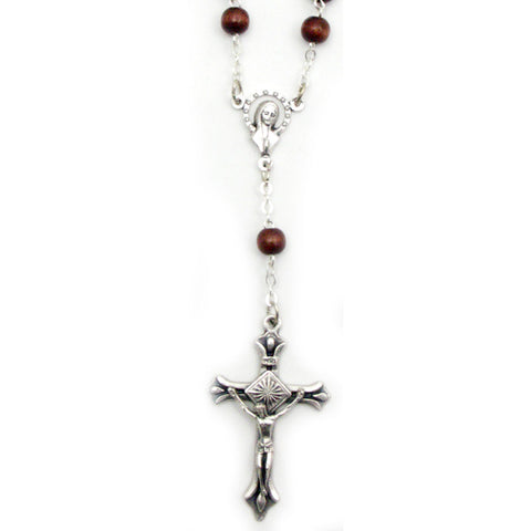 Brown Wood Auto Rosary