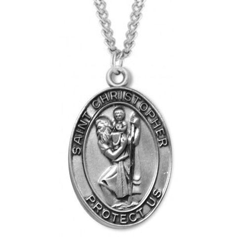 St. Christopher Sterling Medal: 1" Oval