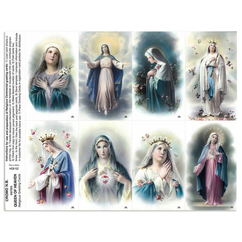 Queen of Heaven Holy Card Sheets