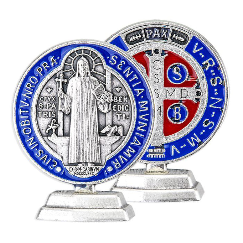 Desk Stand: St. Benedict medal with epoxy