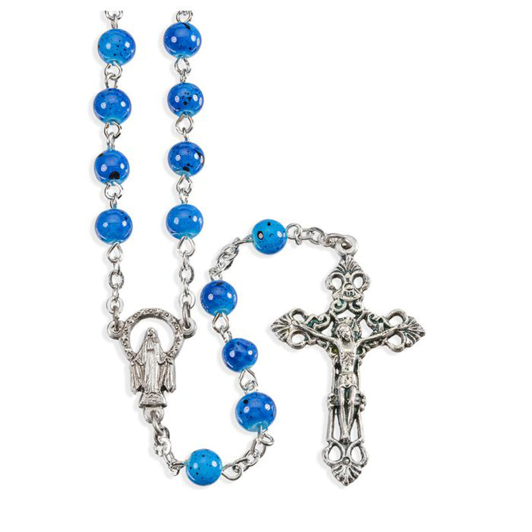 Blue Speckled Glass Rosary