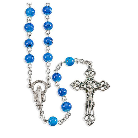 Blue Speckled Glass Rosary