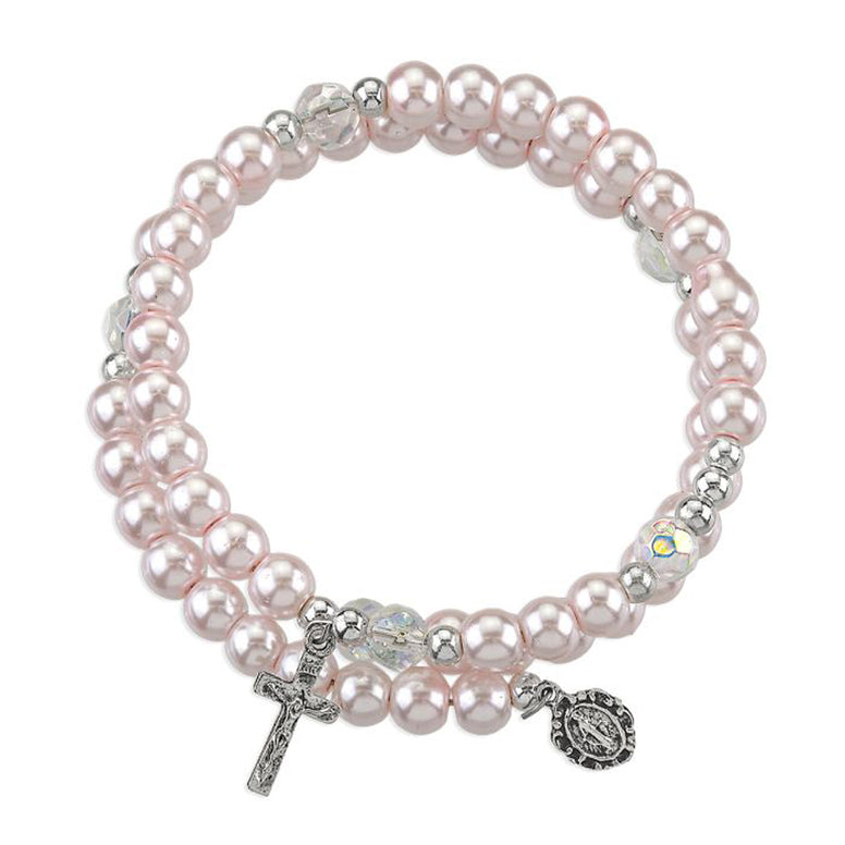 Pink Pearl Spiral Rosary Bracelet