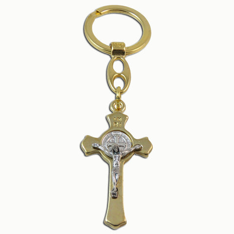 Key Chain: Gold St. Benedict Crucifix