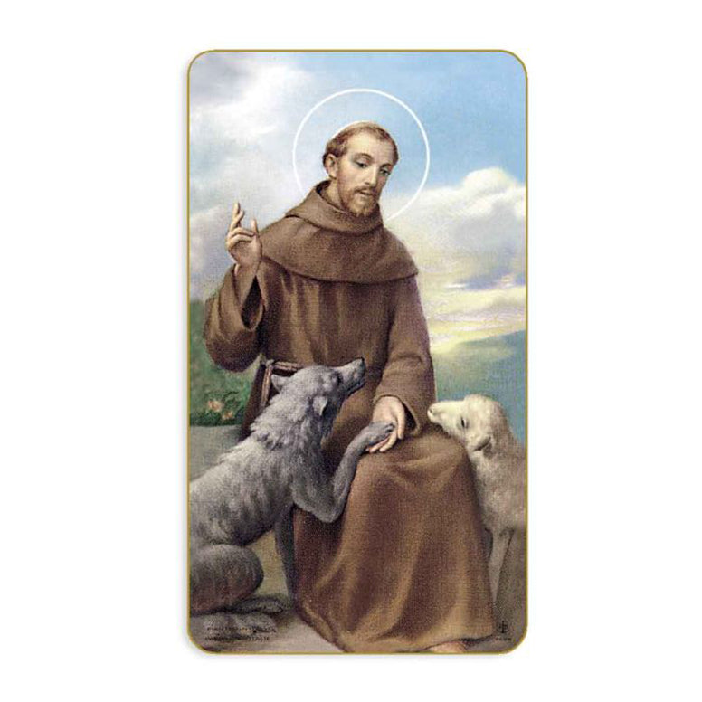 St. Francis with Wolf Holy Card