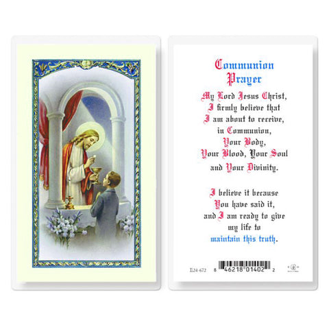First Communion Laminated Card: Boy