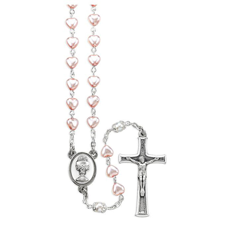 Pink Pearl Heart Rosary