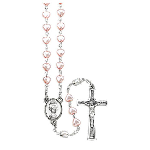 Pink Pearl Heart Rosary