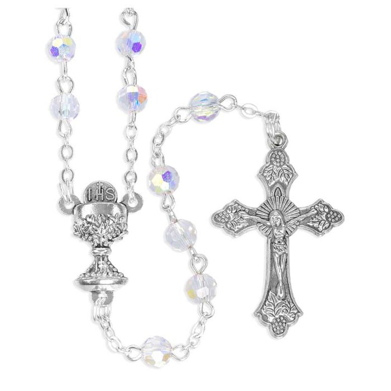 Crystal Aurora Borealis Communion Rosary: 5 mm