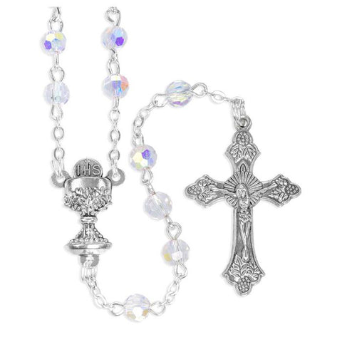 Crystal Aurora Borealis Communion Rosary: 5 mm