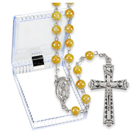 Marbleized Lemon Glass Rosary