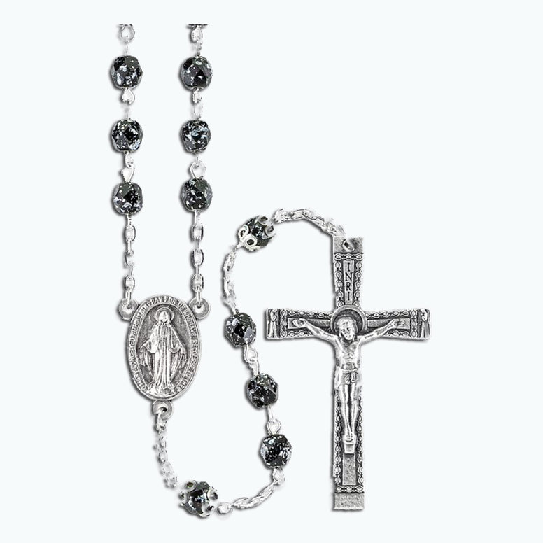 Black & Silver Granite Rosary