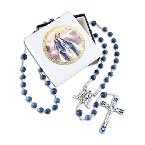 Blue Wood Rosary: 6 mm