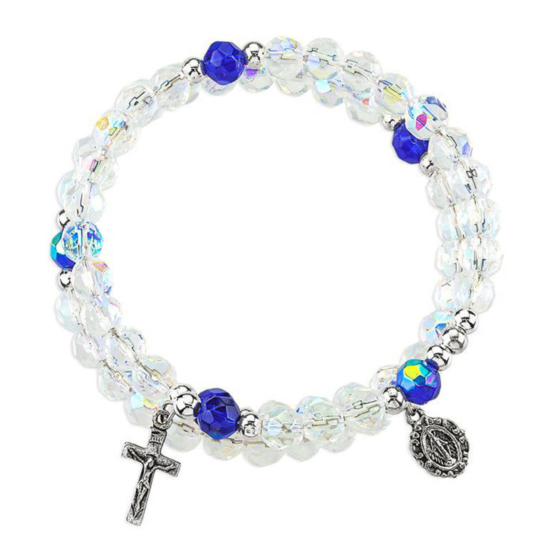 Crystal Bead Spiral Rosary Bracelet