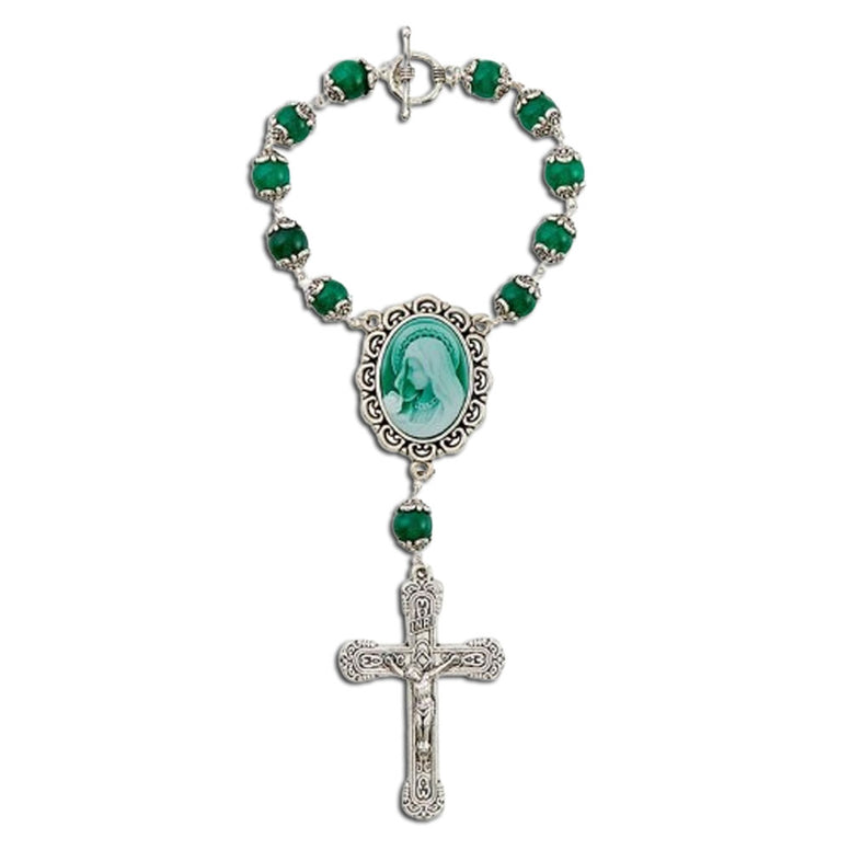 Green Cameo Rosary Bracelet