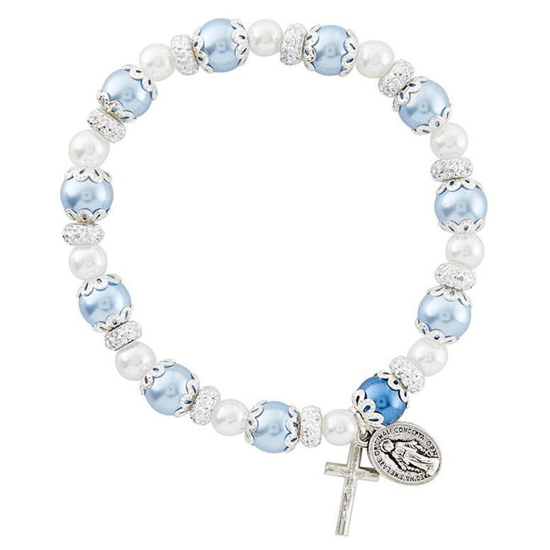 Blue Pearl Rosary Bracelet