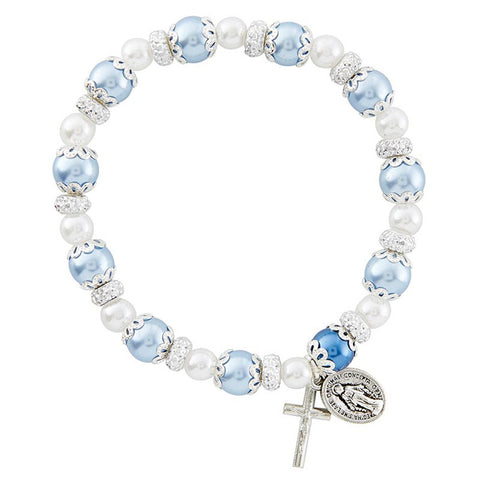 Blue Pearl Rosary Bracelet