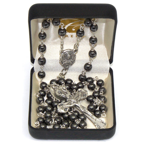 Men's Hematite Rosary: 6mm