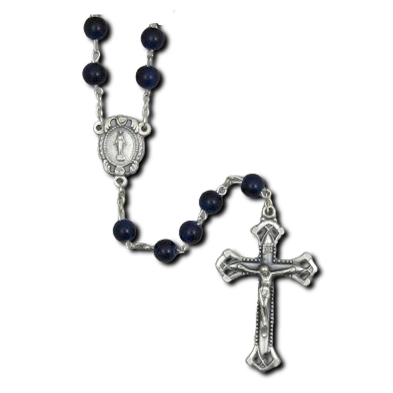 Dark Sapphire Cats Eye Rosary: 8mm