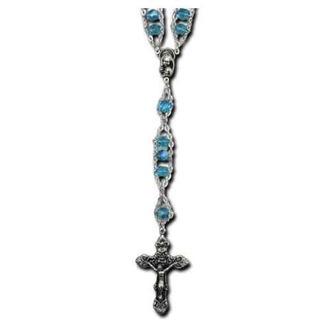 Aqua Aurora Borealis Ladder Rosary: 7mm
