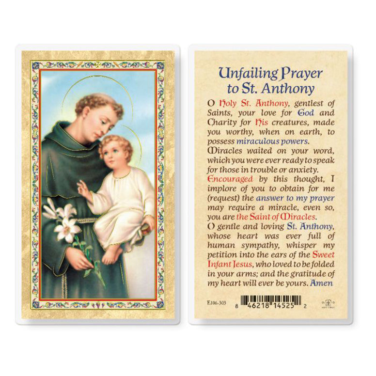 St.  Anthony Laminated Holy Card
