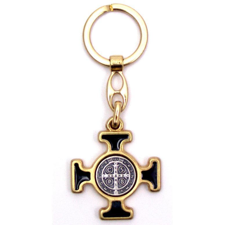 St. Benedict Keychain Gold Cross