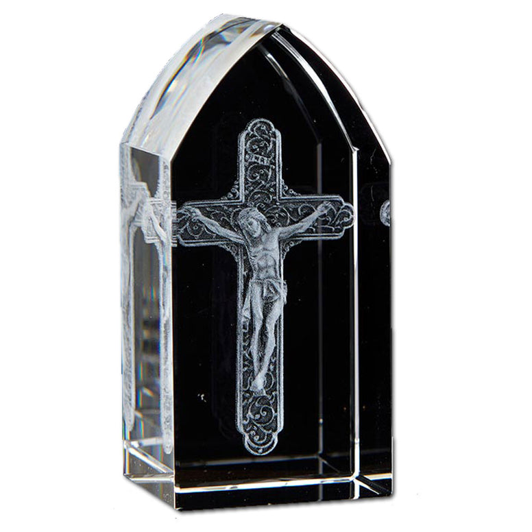 Etched Glass Crucifix: 3¼"
