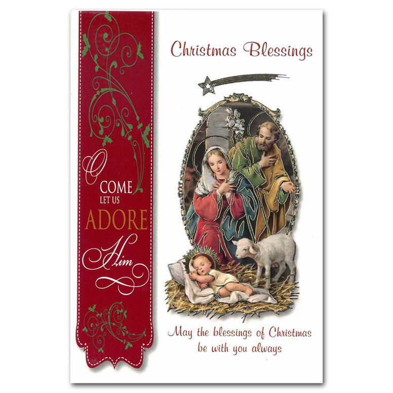 Nativity with Lamb - Single Card