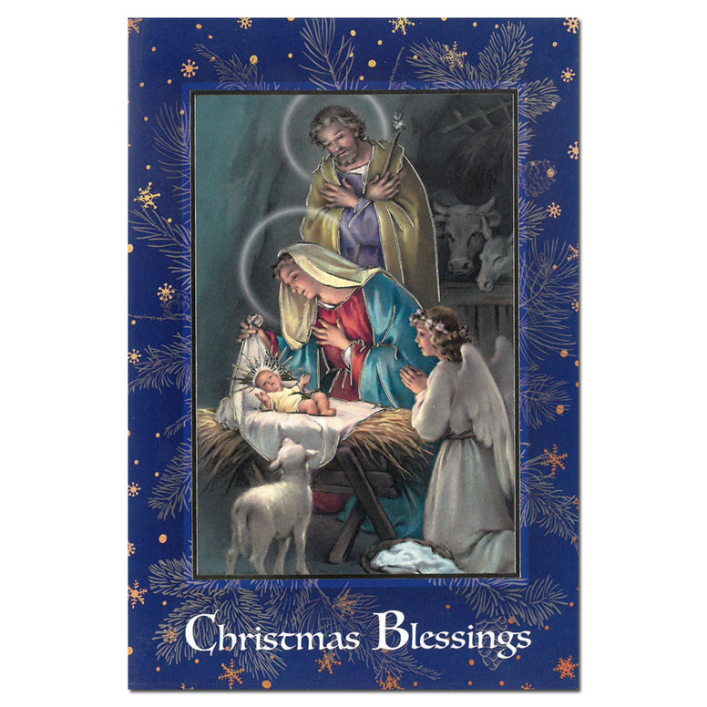 Nativity w/ Praying Angel: Single Card