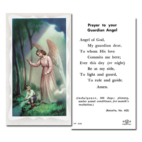 Guardian Angel with Boy Holy Card
