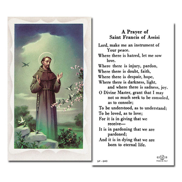 St. Francis of Assisi Holy Card