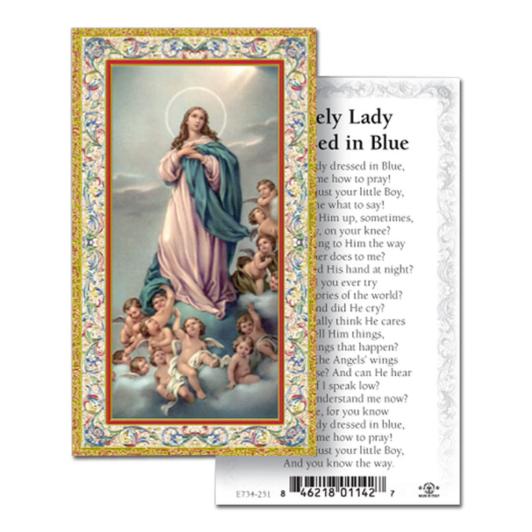 Lovely Lady Dressed In Blue Holy Card
