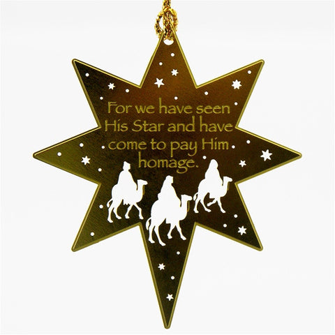 We Have Seen His Star Brass Ornament