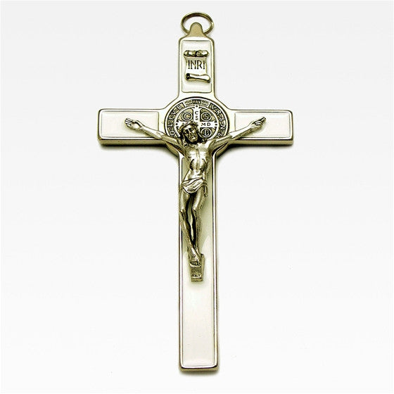 St. Benedict Crucifix: 7.5" White