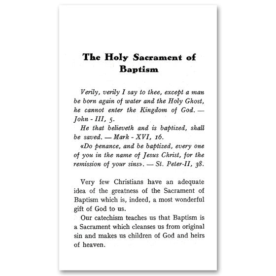 The Holy Sacrament of Baptism