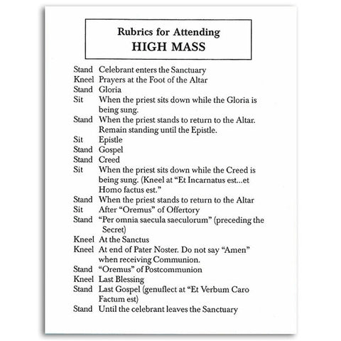 Rubrics for Traditional Mass