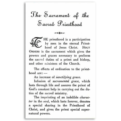 The Sacrament of the Sacred Priesthood