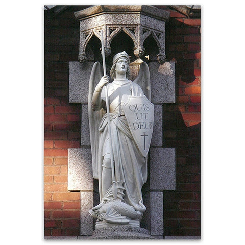 Mt. St. Michael: St. Michael Statue Over Main Entrance - Postcard