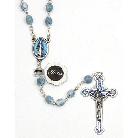 Light Blue Oval Bead Rosary