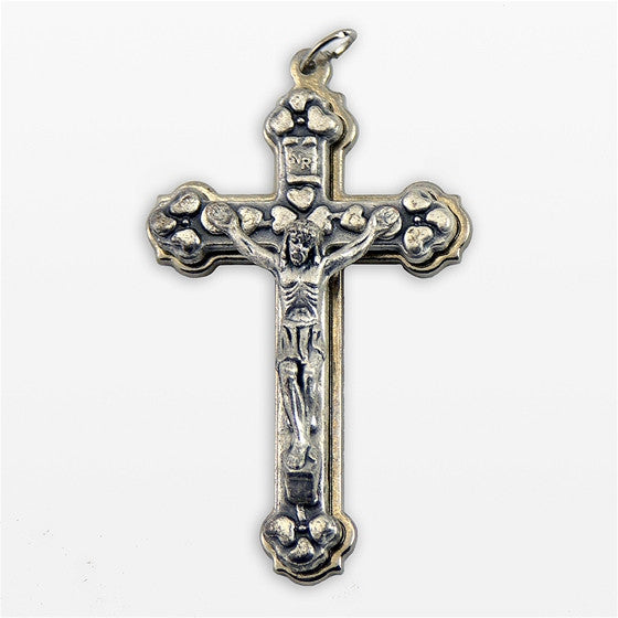 Small Metal Stepped Up Silver Oxidized Crucifix