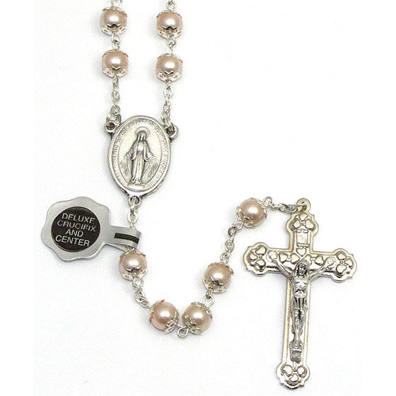 Pink Pearl Bead Rosary