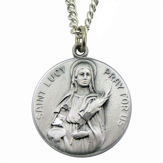 St. Lucy Pewter Medal with Chain