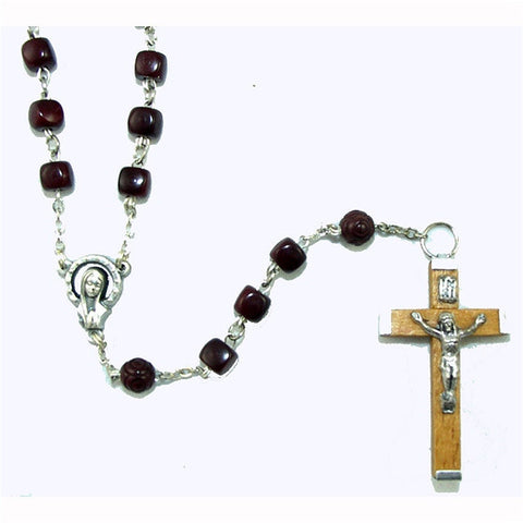Square Brown Cocoa Bead Rosary