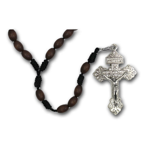 Brown Wood Cord Rosary