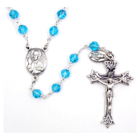 Vienna Collection Rosary: Aqua 7 mm