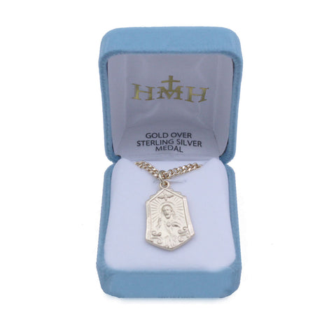 Gold Plated Scapular Medal: 24" chain