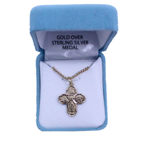Gold Plated 4-Way Medal: 20" chain