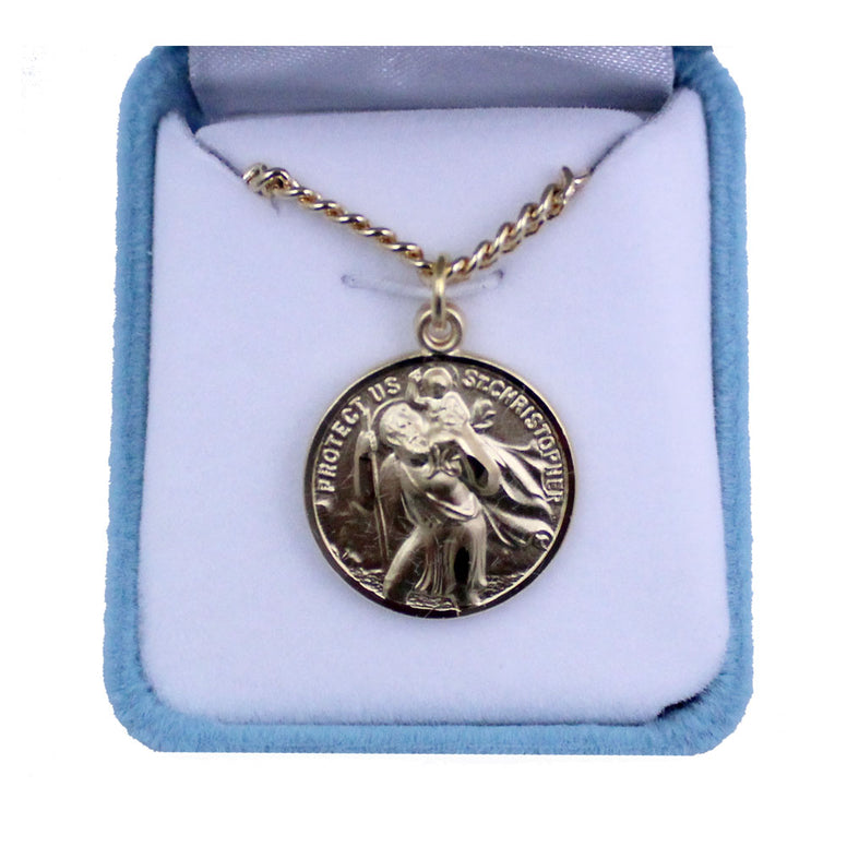 Gold Plated Ss. Christopher & Raphael Medal: 24" chain