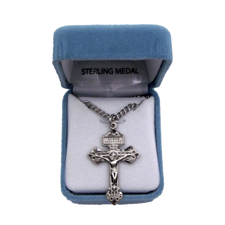 Pardon Crucifix on Chain: 1½" Sterling